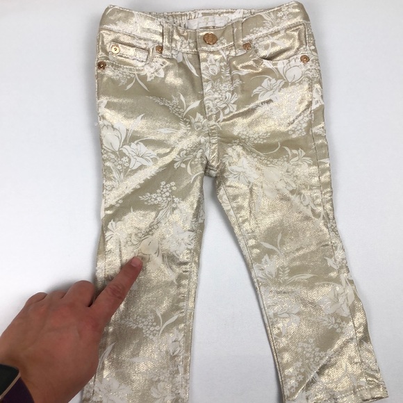 7 For All Mankind White and Gold  Baby Jeans 18M - Picture 2 of 6